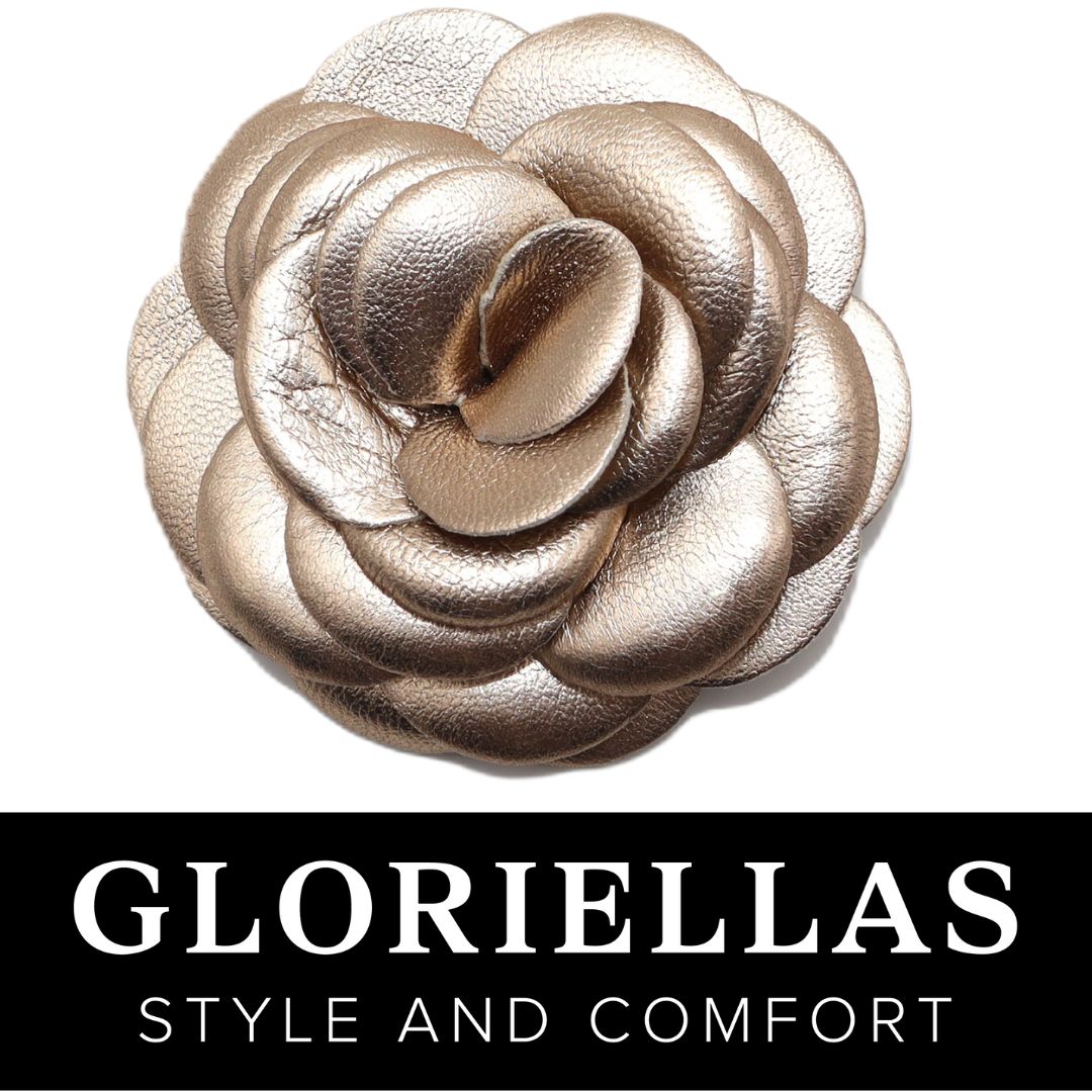 GLORIELLAS Clip Golden Camelita Gloriellas Schuhclips Golden Camelita in Blütenform aus echtem Leder in gold