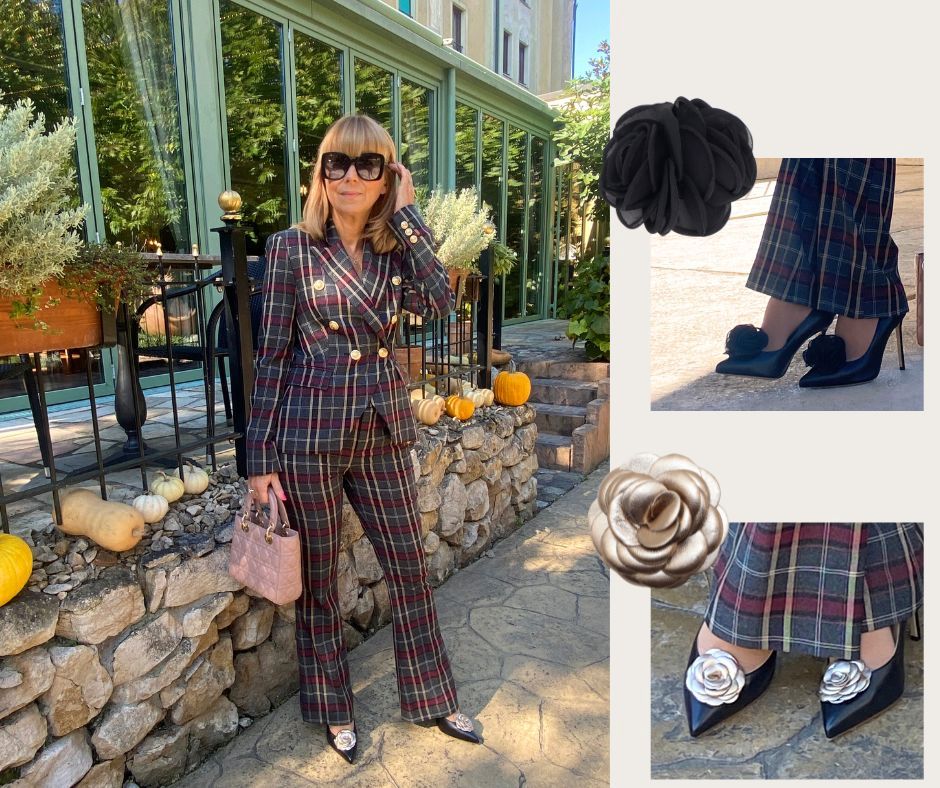 Gloriellas Blogbeitrag Bequeme High Heels und Karomuster-Looks für das Büro schwarze bequeme High Heels