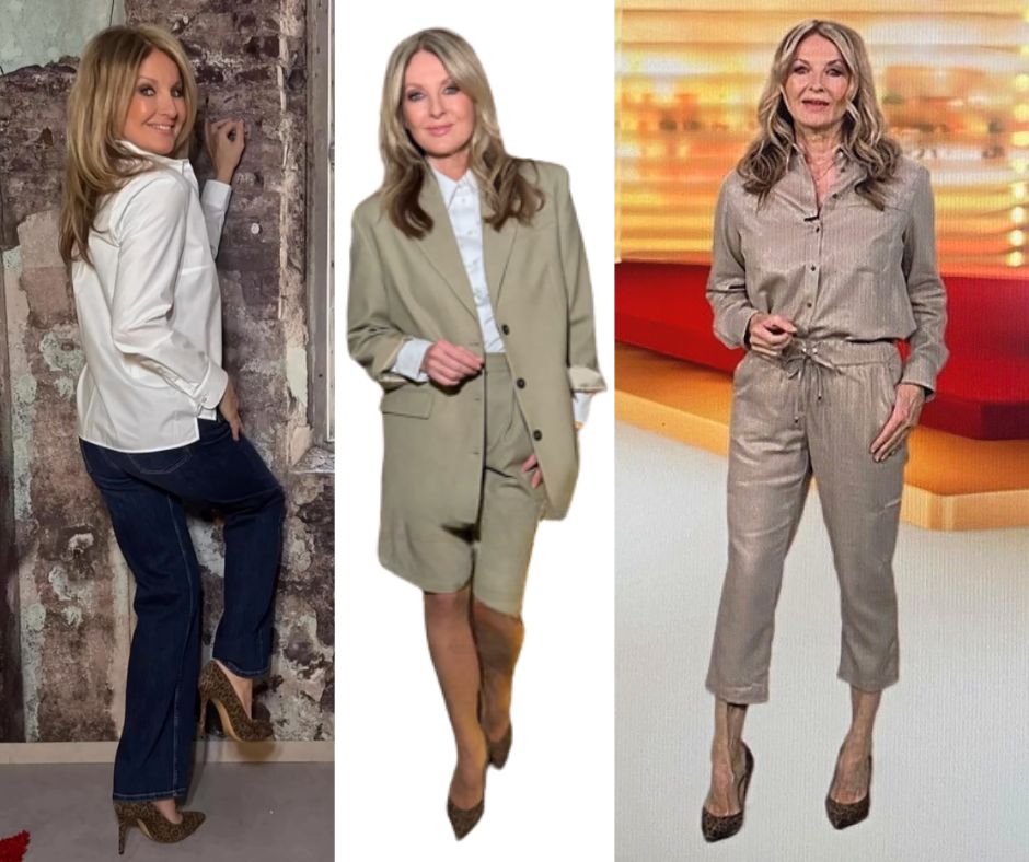 Frauke Ludowig trägt Gloriellas bequeme Pumps leofarbene Pumps im TV RTL Explosiv