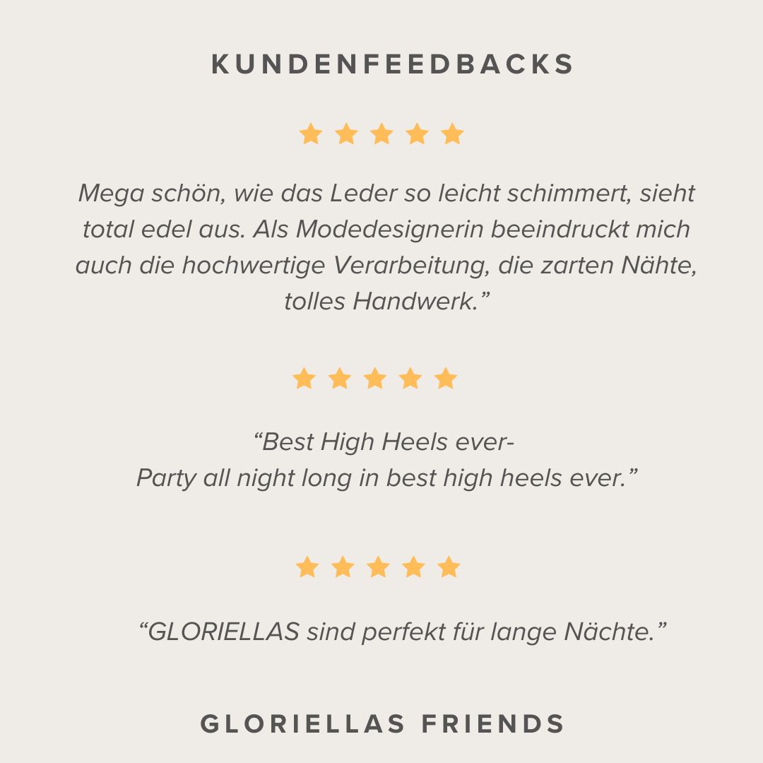 GLORIELLAS STILETTO GLAM DIVA Gloriellas Stilettos Glam Diva silberne Pumps bequeme High Heels silberne hohe Schuhe Feedback Testimonials zum Tragekomfort