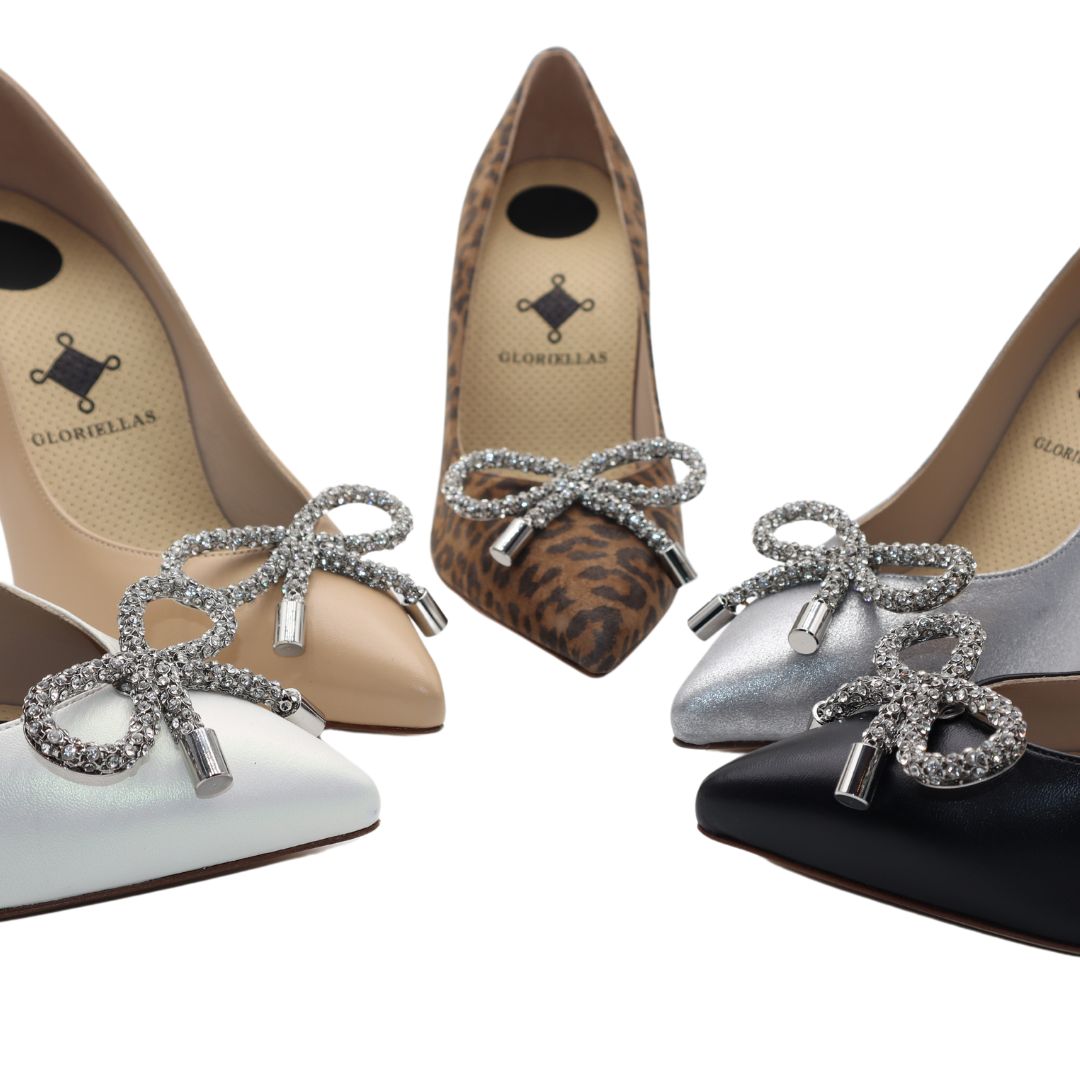 GLORIELLAS Clip Crystal loop GLORIELLAS Schuhclip Crystal look glitzernde Schleifenapplikation aus Metall  mit eleganten High Heels