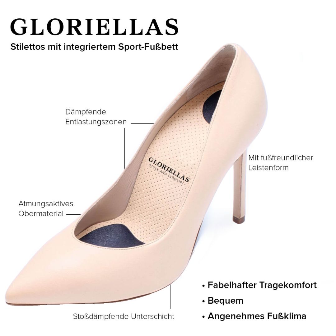 GLORIELLAS STILETTO HARMONIE Gloriellas Stilettos Harmonie beige Pumps bequeme High Heels beige hohe Schuhe was ist das besondere an Gloriellas Tragekomfort