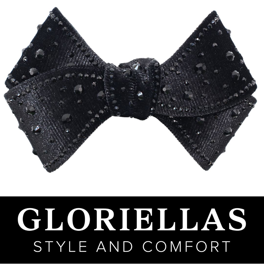 GLORIELLAS Clip Black Velvet Glam Gloriellas Schuhclips Black Velvet Glam Schwarze Samtschleife mit Glitzer