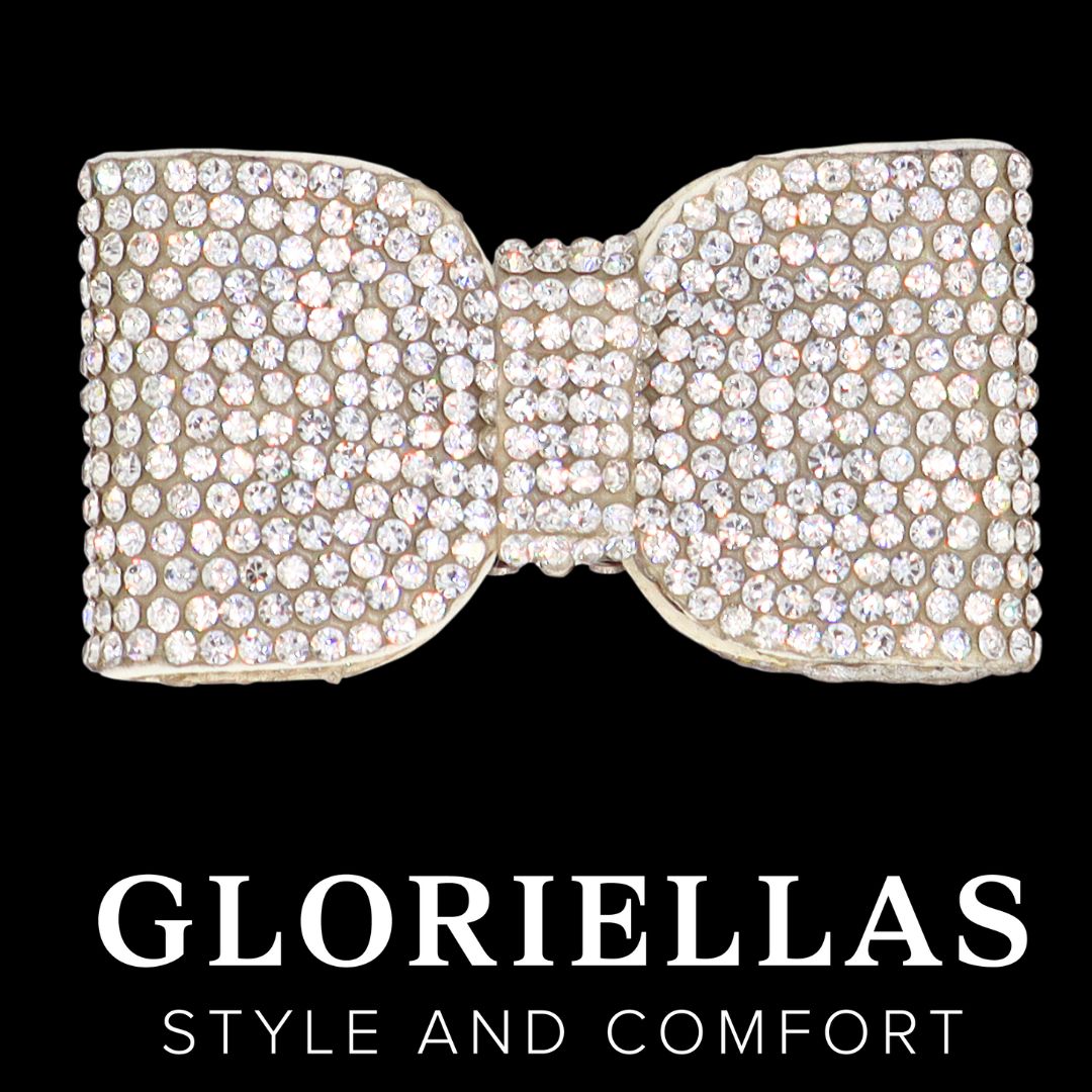 GLORIELLAS Clip Glam Daisy Gloriellas Schuhclips Glam Diva silberne Glitzerschleife Schuhaccessoire