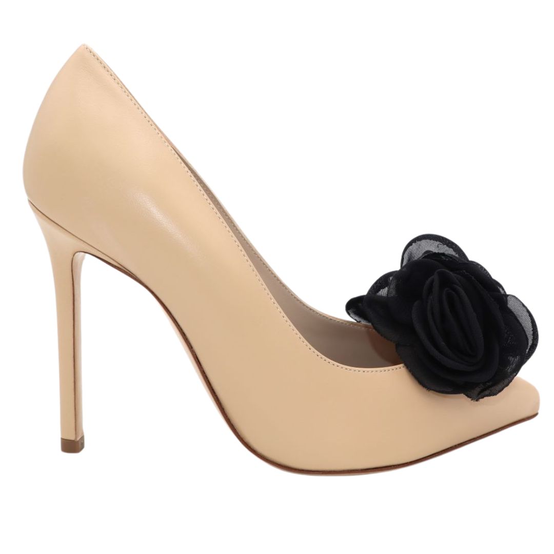 GLORIELLAS Clip Black Secret Gloriellas Schuhclips Black Secret schwarze Blüte aus Tüll und beige High Heels