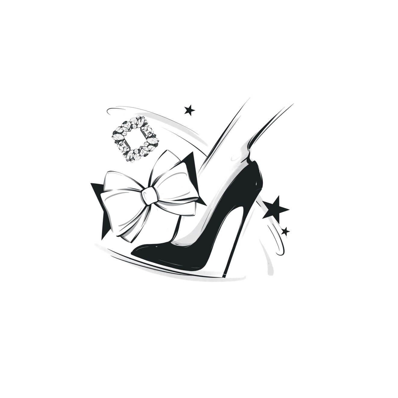 Gloriellas Illustration Pumps mit Schuhclips