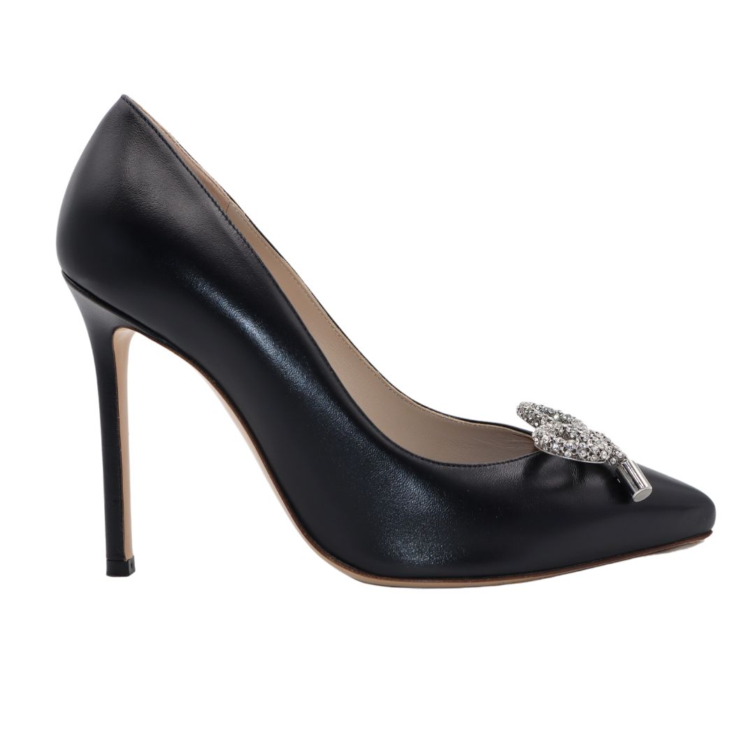 GLORIELLAS Clip Crystal loop GLORIELLAS Schuhclip Crystal look glitzernde Schleifenapplikation aus Metall  mit schwarzen High Heels