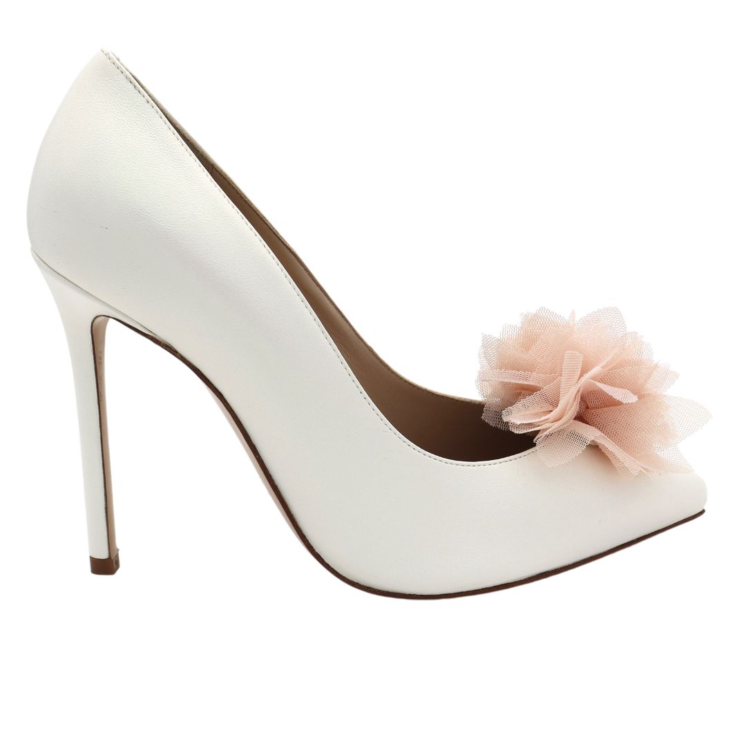 GLORIELLAS Clip Perfect Romance Gloriellas Schuhclip Perfect Romance Bltenapplikation aus rosa Tüll mit weißen High Heels