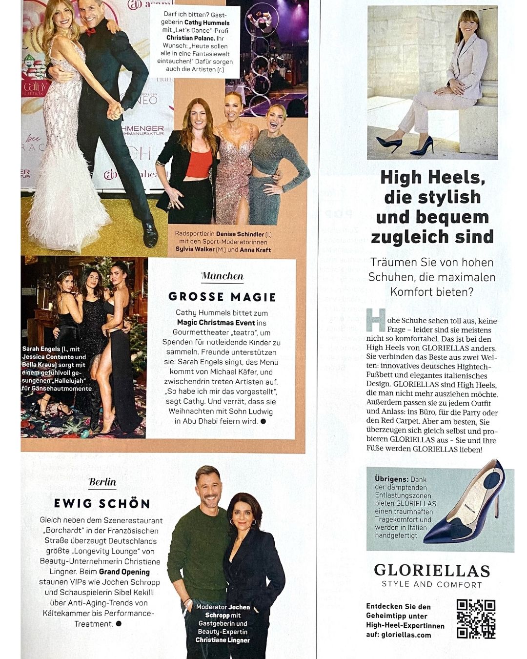 Gloriellas Clipping Presse Gala Magazin schwarze Pumps Gloriellas Stilettos Black Lady bequeme Pumps bequeme High Heels Gründerin Gaby Wurth
