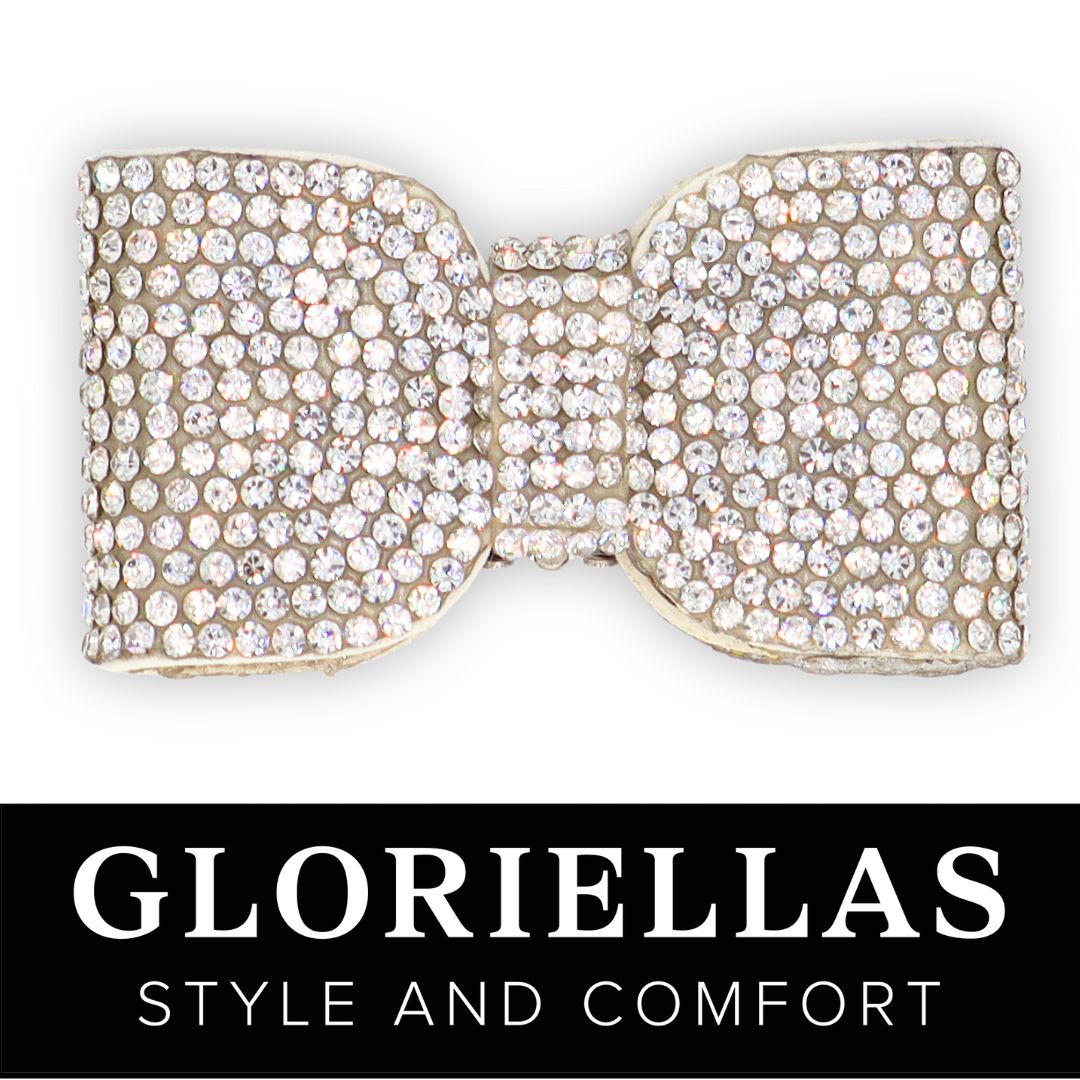GLORIELLAS Clip Glam Daisy Gloriellas Schuhclips Glam Diva silberne Glitzerschleife Schuhaccessoire