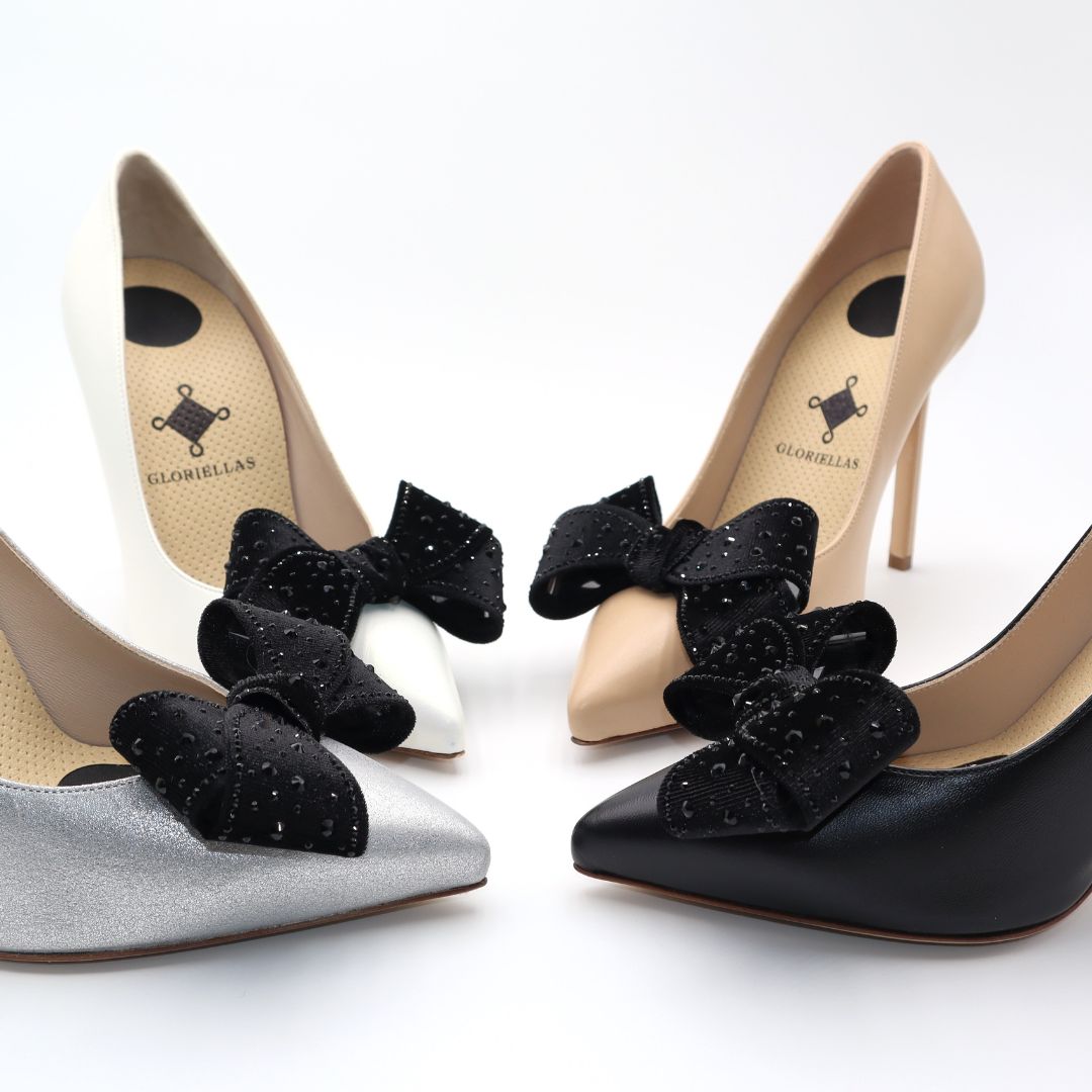GLORIELLAS Clip Black Velvet Glam Gloriellas Schuhclips Black Velvet Glam Schwarze Samtschleife mit Glitzer und elegante High Heels