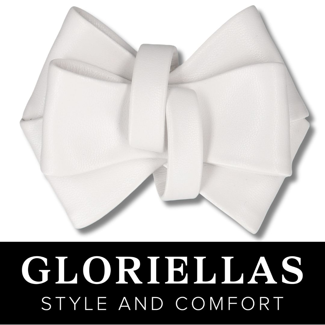 GLORIELAS Clip White Party Gloriellas Schuhclip White Party weie Schleife aus veganem Leder