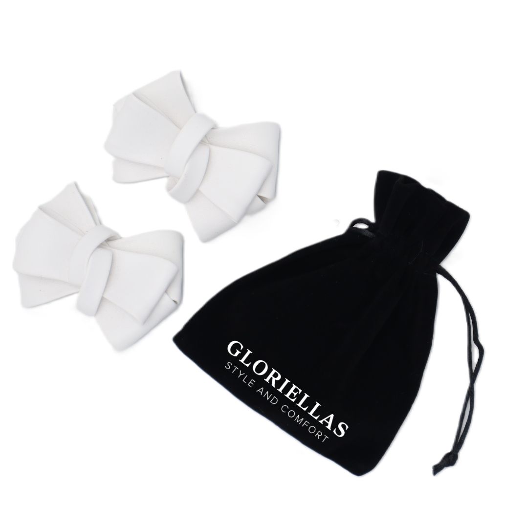 GLORIELAS Clip White Party Gloriellas Schuhclip White Party weie Schleife aus veganem Leder