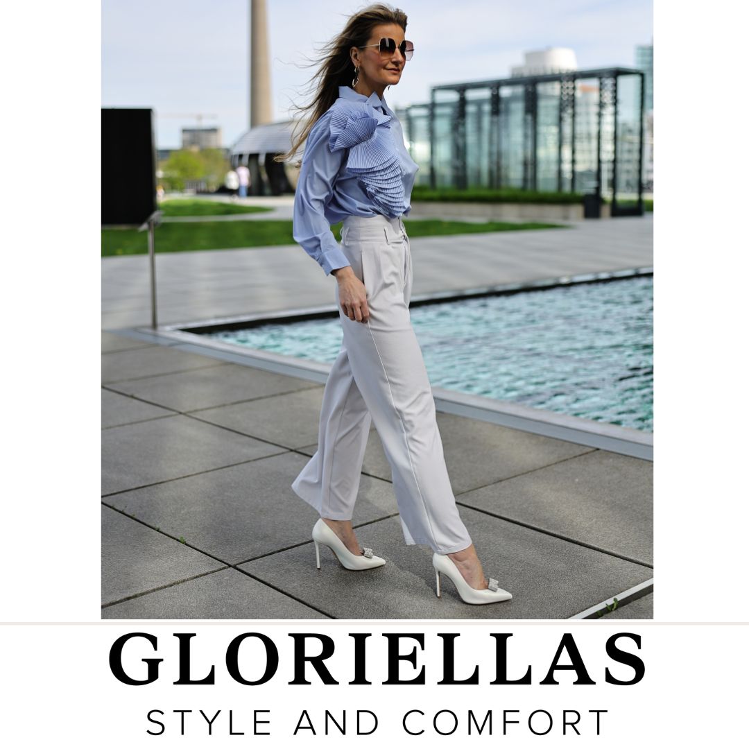 GLORIELLAS Schuhclip Glam Daisy Gloriellas Schuhclips Glam Diva silberne Glitzerschleife Schuhaccessoire mit weißen Pumps und Business Outfit