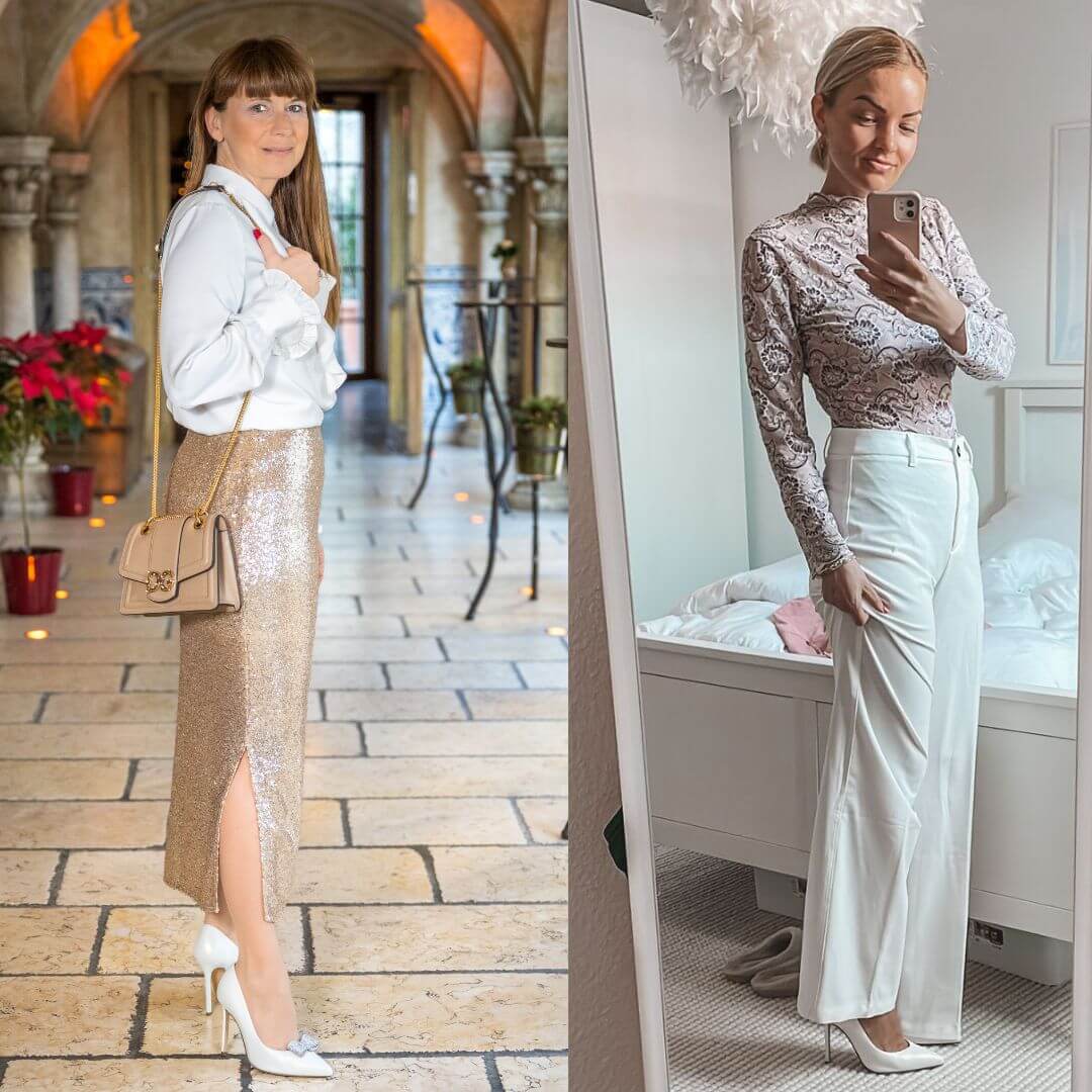 Outfits mit weißen Pumps Hochzeitsoutfit bequeme Pumps weiße High Heels Gloriellas Stilettos Venice