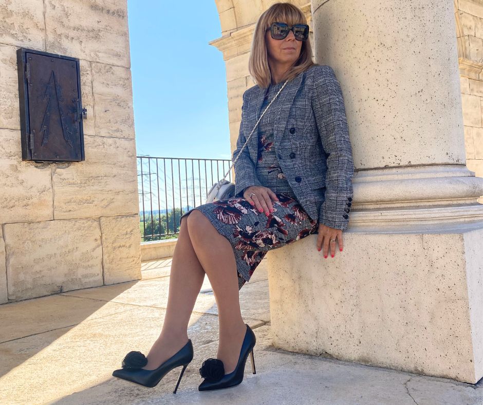 Gloriellas Blogbeitrag Bequeme High Heels und Karomuster-Looks für das Büro schwarze bequeme High Heels