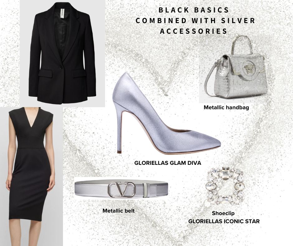 Gloriellas Blogbeitrag bequeme High Heels Fashiontrend Metallic silberfarbene Pumps 