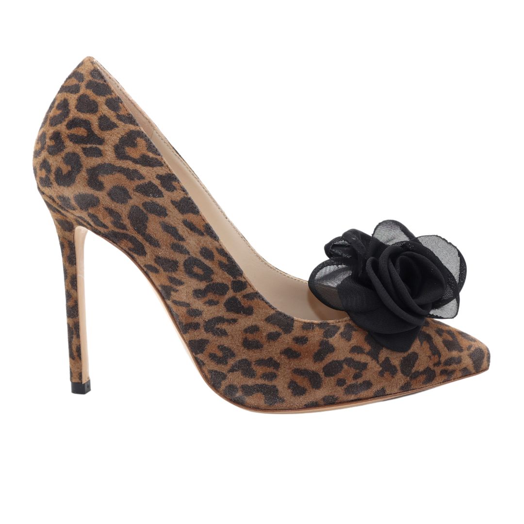 GLORIELLAS Clip Black Secret Gloriellas Schuhclips Black Secret schwarze Blüte aus Tüll und leo High Heels