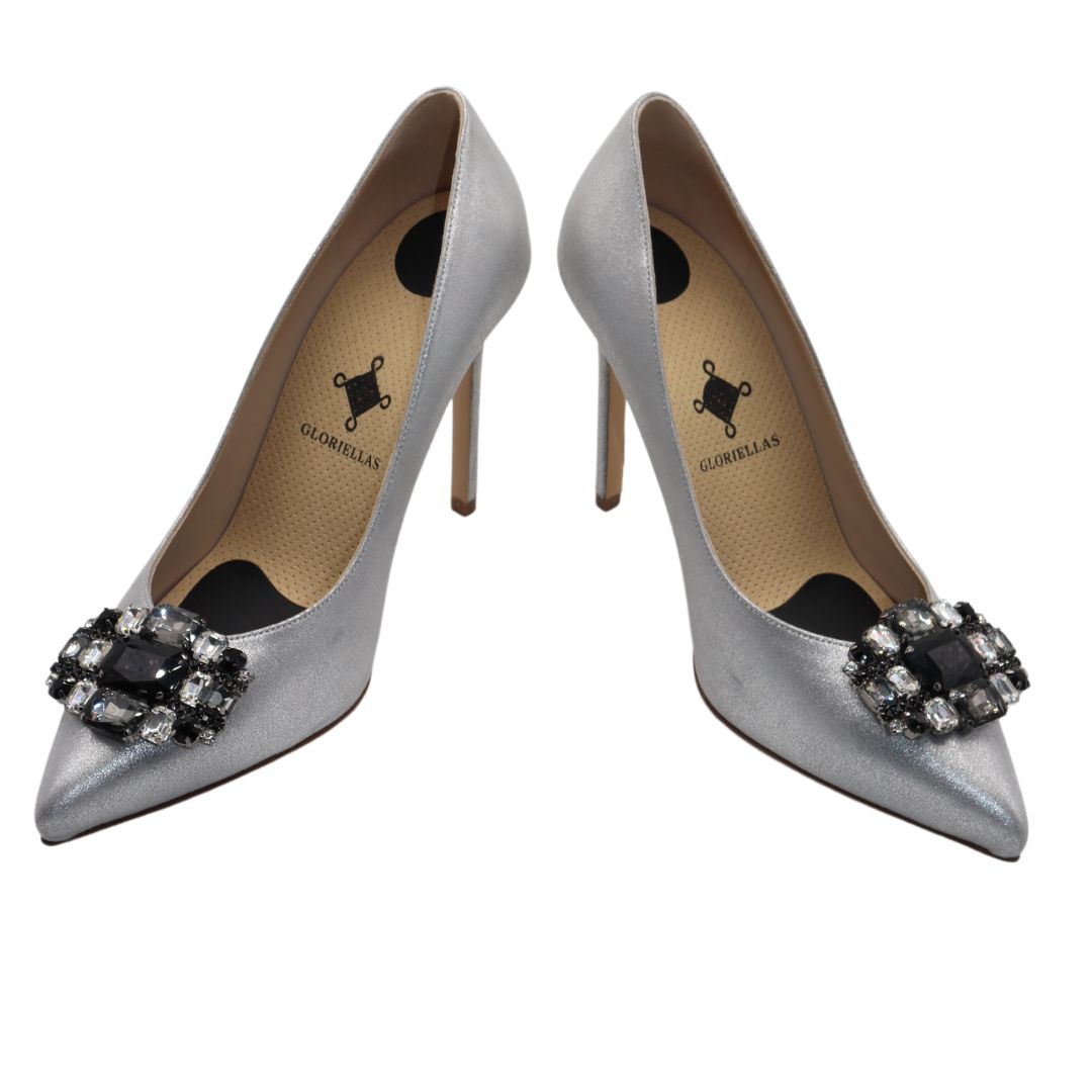 GLORIELLAS Clip Black Star loriellas Schuhclip Black Star Schuhaccesoire mit Glitzersteinen  mit silbernen High Heels