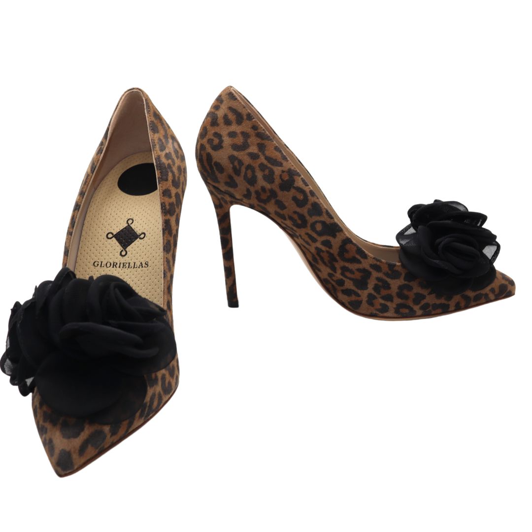 GLORIELLAS Clip Black Secret Gloriellas Schuhclips Black Secret schwarze Blüte aus Tüll und leo High Heels