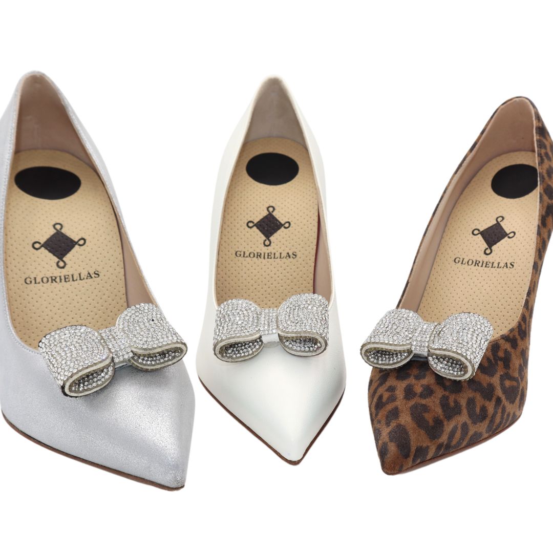 GLORIELLAS Clip Glam Daisy Gloriellas Schuhclips Glam Diva silberne Glitzerschleife Schuhaccessoire