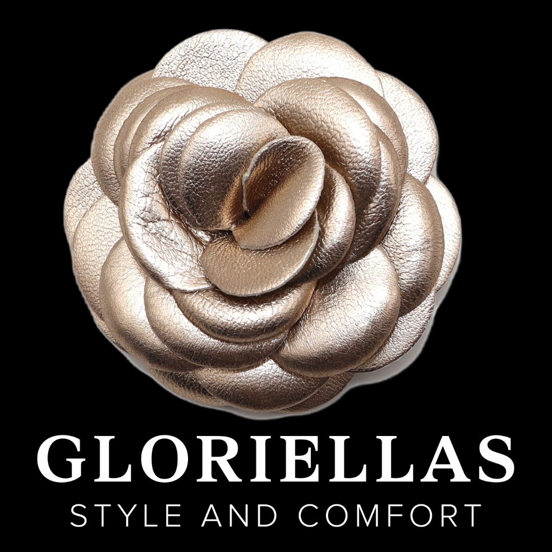 GLORIELLAS Clip Golden Camelita Gloriellas Schuhclips Golden Camelita in Blütenform aus echtem Leder in gold