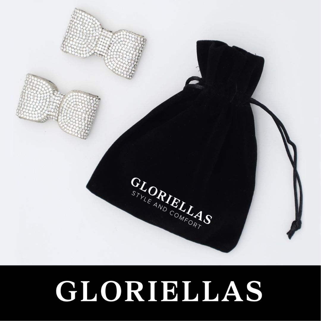 GLORIELLAS Clip Glam Daisy Gloriellas Schuhclips Glam Diva silberne Glitzerschleife Schuhaccessoire