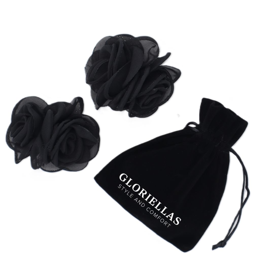 GLORIELLAS Clip Black Secret Gloriellas Schuhclips Black Secret schwarze Blüte aus Tüll